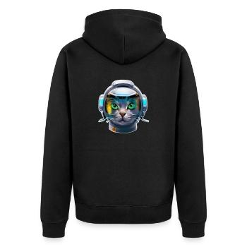 Cyborg Cat of the Future - Unisex Premium Organic Zip Hoodie - black - Back - Nico (187cm)