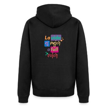 La vie est meilleure en couleur - Veste à capuche bio Premium Unisexe - noir - Dos - Nico (187cm)