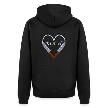 Koch - Unisex Premium Bio Zip Hoodie - Schwarz - Hinten - Nico (187cm)