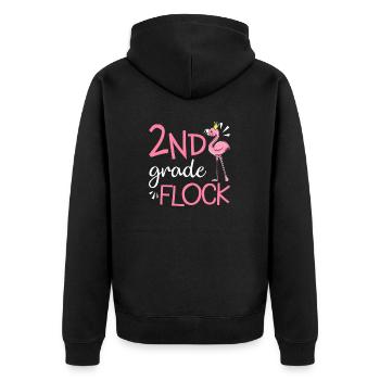 Flamingo Back To School 2nd Second Grade Flock - Unisex Premium Organic Zip Hoodie - black - Back - Nico (187cm)