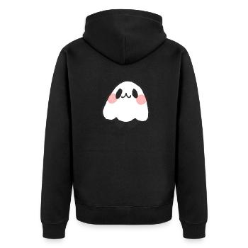 Geisterhaft - Unisex Premium Bio Zip Hoodie - Schwarz - Hinten - Nico (187cm)