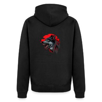 wolf - Unisex Premium Organic Zip Hoodie - black - Back - Nico (187cm)