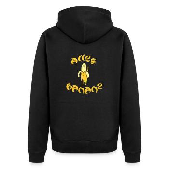 Alles Banane- fragt die Banane - Unisex Premium Bio Zip Hoodie - Schwarz - Hinten - Nico (187cm)