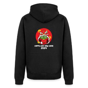 Vietnamesisches Neujahr Drache Vietnam I Geschenk - Unisex Premium Bio Zip Hoodie - Schwarz - Hinten - Nico (187cm)
