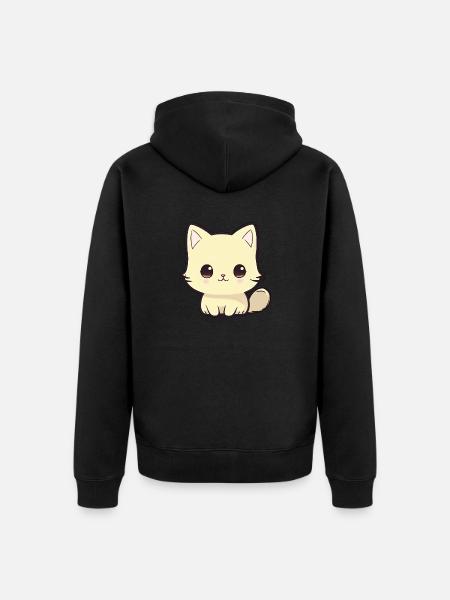 Chibi Cat - Unisex Premium Organic Zip Hoodie - black