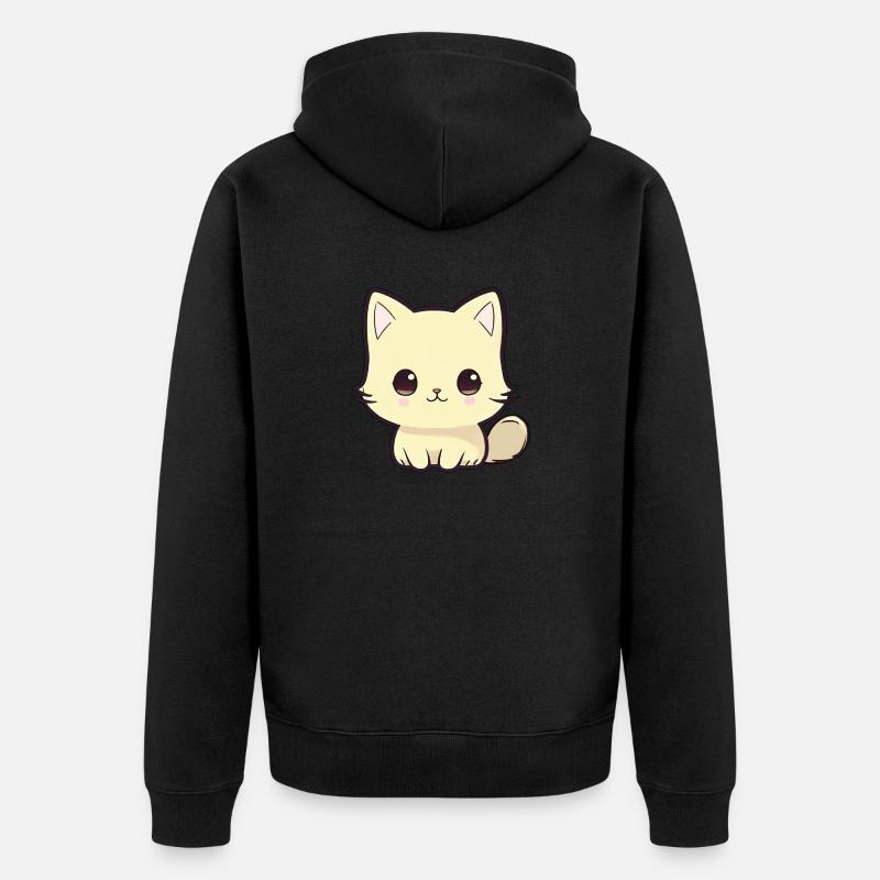 chat chibi - Veste à capuche bio Premium Unisexe - noir