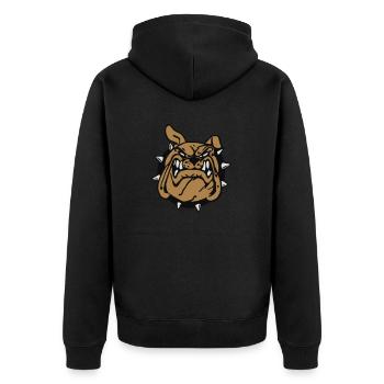 Das Lächeln der Bulldogge - Unisex Premium Bio Zip Hoodie - Schwarz - Hinten - Nico (187cm)
