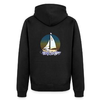 Segelboot - Unisex Premium Bio Zip Hoodie - Schwarz - Hinten - Nico (187cm)