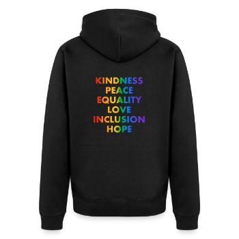 GENTILLESSE PAIX ÉGALITÉ AMOUR INCLUSION ESPOIR - Veste à capuche bio Premium Unisexe - noir - Dos - Nico (187cm)