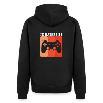 i d rather be - Unisex Premium Bio Zip Hoodie - Schwarz - Hinten - Nico (187cm)