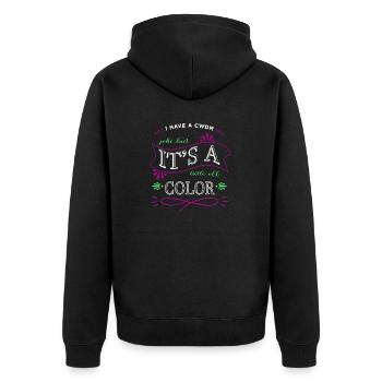 statement gamer hacking code happy hacker sayings - Unisex Premium Bio Zip Hoodie - Schwarz - Hinten - Nico (187cm)
