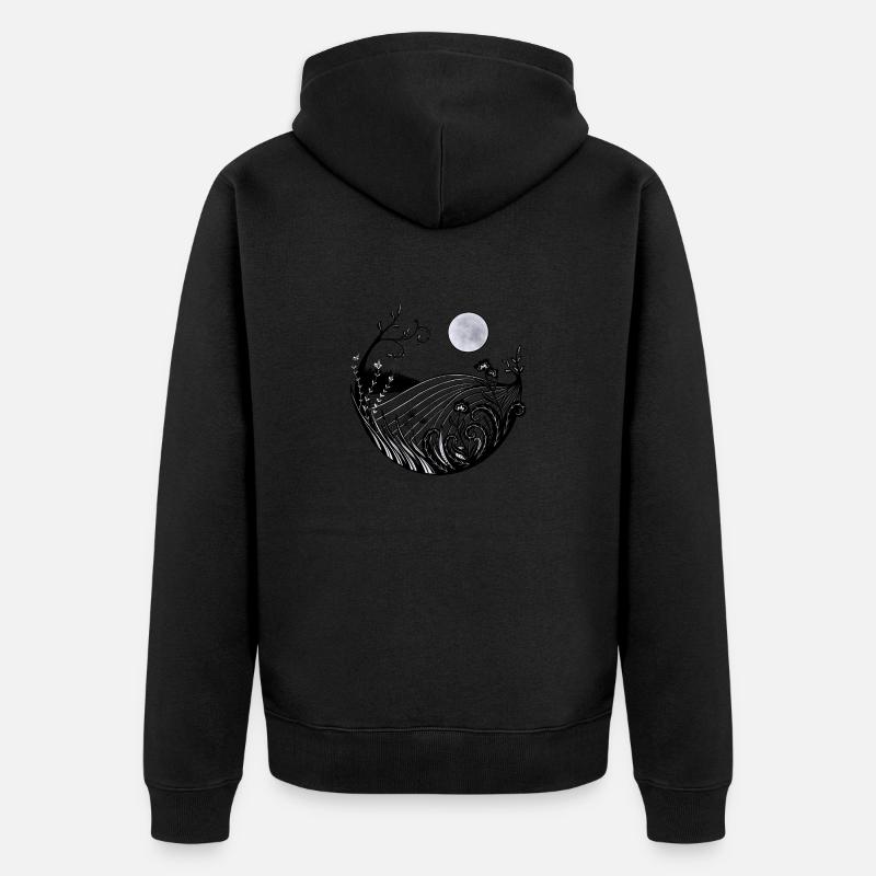 Vollmondlandschaft - Unisex Premium Bio Zip Hoodie - Schwarz