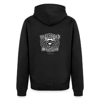 Malt Whiskey Malthead Celtic Design - Unisex Premium Bio Zip Hoodie - Schwarz - Hinten - Nico (187cm)