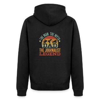 Journalist Journalism Father - Unisex Premium Bio Zip Hoodie - Schwarz - Hinten - Nico (187cm)
