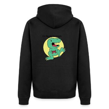I'm ready to crush I'm ready to crush Geschenk Ins - Unisex Premium Bio Zip Hoodie - Schwarz - Hinten - Nico (187cm)