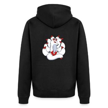 Neunschwänziger Fuchs Japanisch Otaku - Unisex Premium Bio Zip Hoodie - Schwarz - Hinten - Nico (187cm)