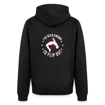 I've Been Known To Flip Out Traceur Parkour - Unisex Premium Bio Zip Hoodie - Schwarz - Hinten - Nico (187cm)