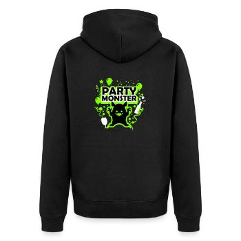 Monstre de fête vert - Veste à capuche bio Premium Unisexe - noir - Dos - Nico (187cm)