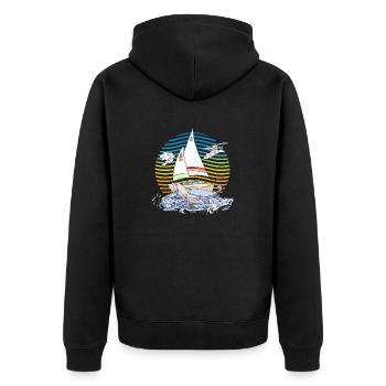 Segelboot - Unisex Premium Bio Zip Hoodie - Schwarz - Hinten - Nico (187cm)