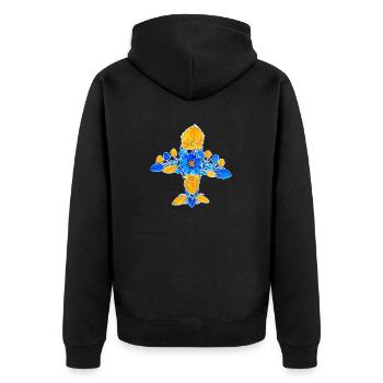 Mriya. AN 225. Peinture petrykivka. Art ukrainien. - Veste à capuche bio Premium Unisexe - noir - Dos - Nico (187cm)