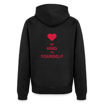 be kind to yourself - Unisex Premium Organic Zip Hoodie - black - Back - Nico (187cm)
