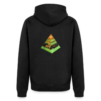 Wolf Energy Pyramid - Unisex Premium Organic Zip Hoodie - black - Back - Nico (187cm)