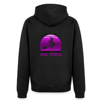 Sorcière Girl Power Vintage Violet - Veste à capuche bio Premium Unisexe - noir - Dos - Nico (187cm)