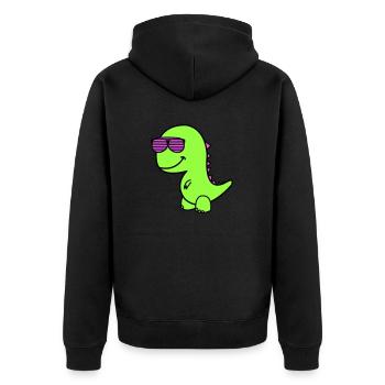 Cool Dino - Unisex Premium Bio Zip Hoodie - Schwarz - Hinten - Nico (187cm)