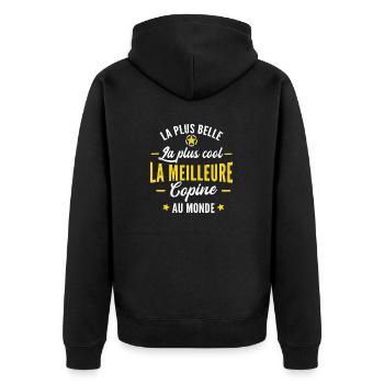 la meilleure copine au monde / humour copine - Veste à capuche bio Premium Unisexe - noir - Dos - Nico (187cm)
