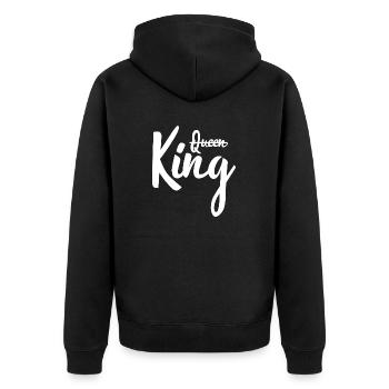Der König ersetzt die Königin - Unisex Premium Bio Zip Hoodie - Schwarz - Hinten - Nico (187cm)