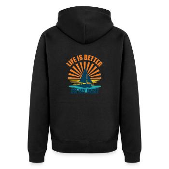 La vie est meilleure sur mon bateau - Veste à capuche bio Premium Unisexe - noir - Dos - Nico (187cm)