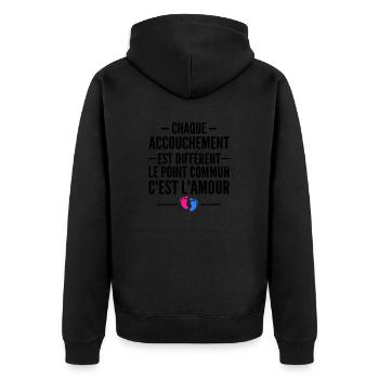 enceinte / humour accouchement / future maman - Veste à capuche bio Premium Unisexe - noir - Dos - Nico (187cm)