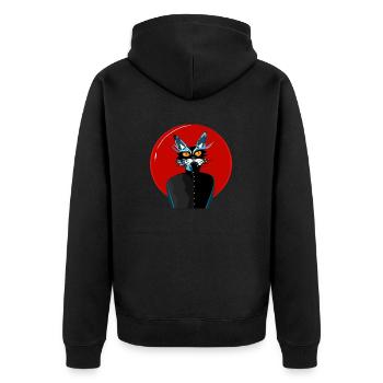 Where is my food? - Unisex Premium Bio Zip Hoodie - Schwarz - Hinten - Nico (187cm)