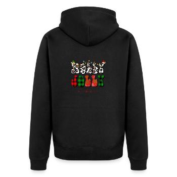 Holly Jolly Vibes, Weihnachtsstimmung, Weihnachtsfamilie - Unisex Premium Bio Zip Hoodie - Schwarz - Hinten - Nico (187cm)