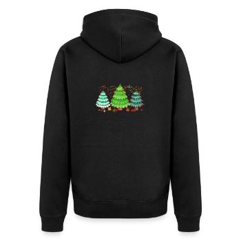 Weihnachtsbäume, Frohe Weihnachten, Weihnachten - Unisex Premium Bio Zip Hoodie - Schwarz - Hinten - Nico (187cm)