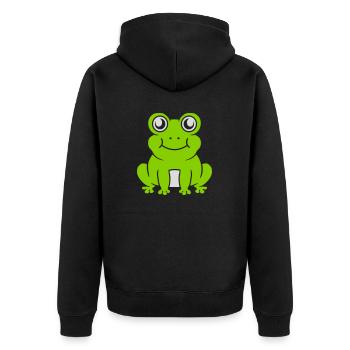 Comic sweet frog sitting - Unisex Premium Organic Zip Hoodie - black - Back - Nico (187cm)