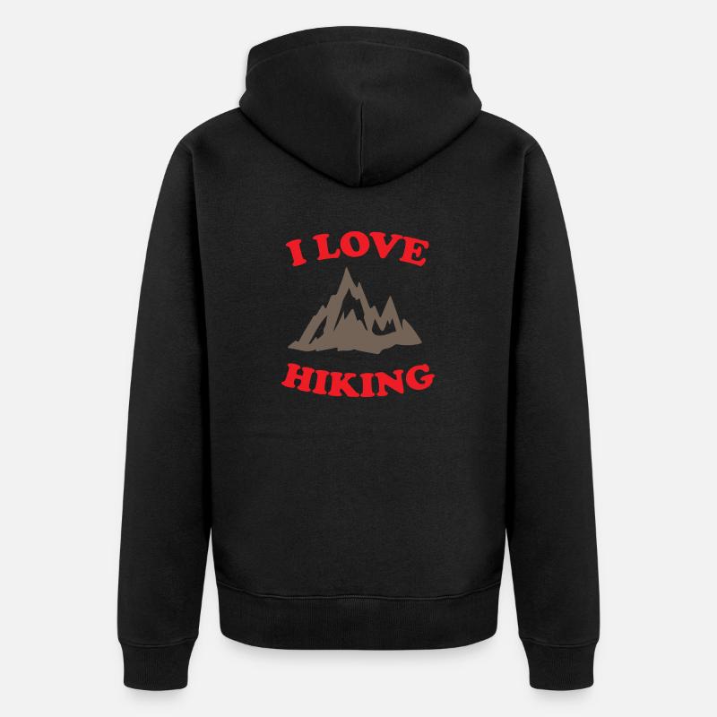 I love hiking - camping life - Veste à capuche bio Premium Unisexe - noir