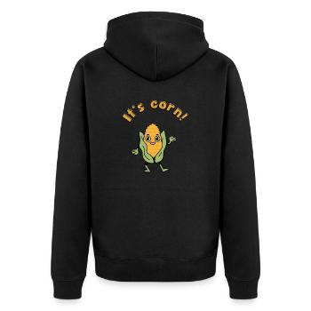 It's corn - a cornstatic design - Unisex Premium Organic Zip Hoodie - black - Back - Nico (187cm)