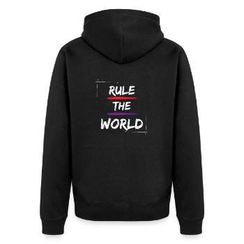 Rule the World - Unisex Premium Bio Zip Hoodie - Schwarz - Hinten - Nico (187cm)