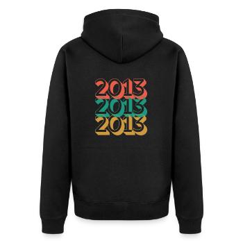 Anniversaire année 2013 / Vintage 2013 - Veste à capuche bio Premium Unisexe - noir - Dos - Nico (187cm)