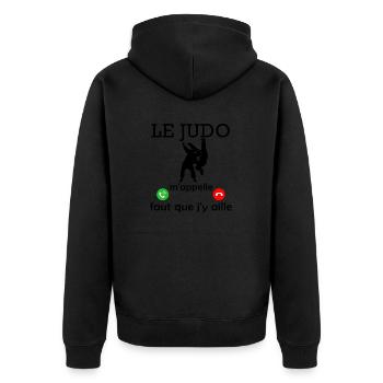 le judo m appelle / cadeau humour judo - Veste à capuche bio Premium Unisexe - noir - Dos - Nico (187cm)