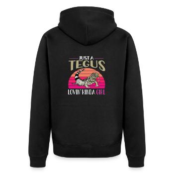 Tegu Eidechse Reptil Herpetologe - Unisex Premium Bio Zip Hoodie - Schwarz - Hinten - Nico (187cm)