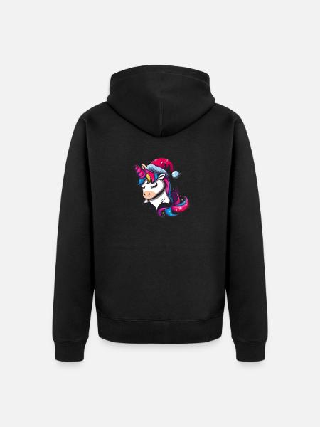 Festive Unicorn - Unisex Premium Organic Zip Hoodie - black