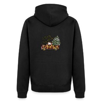christmas truck, Merry Christmas Holiday - Unisex Premium Organic Zip Hoodie - black - Back - Nico (187cm)