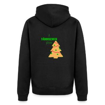 A Tännschen Please - Unisex Premium Bio Zip Hoodie - Schwarz - Hinten - Nico (187cm)