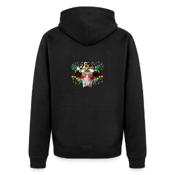 Weihnachtskuh, Westliche Weihnachten, Weihnachten - Unisex Premium Bio Zip Hoodie - Schwarz - Hinten - Nico (187cm)