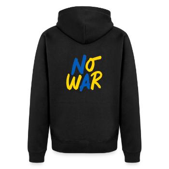 no war - Unisex Premium Bio Zip Hoodie - Schwarz - Hinten - Nico (187cm)