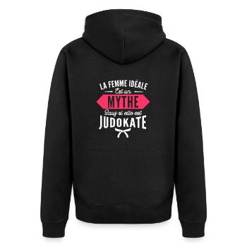 la femme idéale est judokate / humour femme judo - Veste à capuche bio Premium Unisexe - noir - Dos - Nico (187cm)