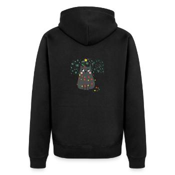 Black Cat Christmas, Miowy Christmas - Unisex Premium Bio Zip Hoodie - Schwarz - Hinten - Nico (187cm)