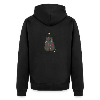 Black Cat Christmas, Miowy Christmas - Unisex Premium Bio Zip Hoodie - Schwarz - Hinten - Nico (187cm)